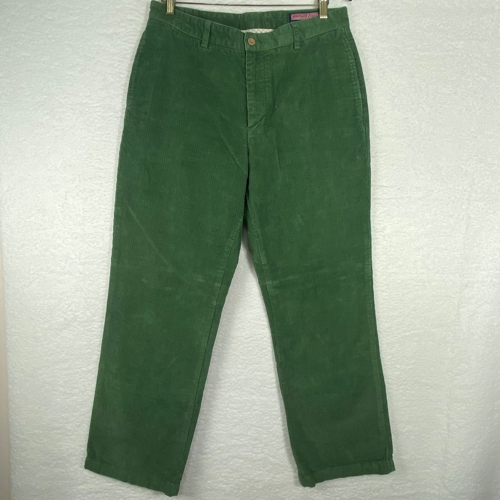 Vineyard Vines Mens Green Corduroy Pants Straight Leg 33x30 Preppy Classic